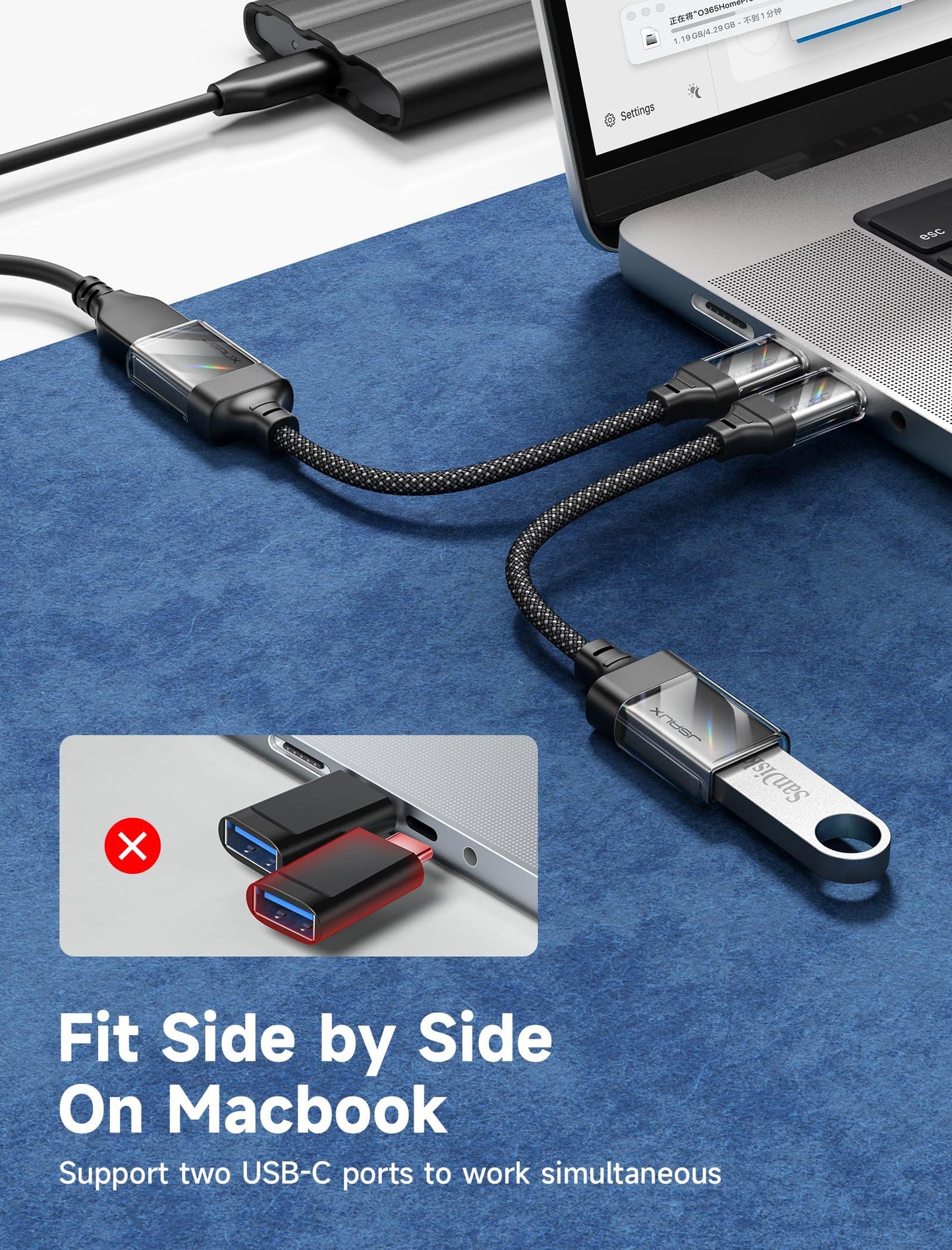JSAUX USB C to USB 3.0 Adapter [2 Pack], USB C Male to USB Female OTG Cable Adapter Compatible with MacBook Pro/Air, iPhone 17 Pro Max/iPhone Air/16e/16/15 Series, Samsung Galaxy S25/S24/S23-Black