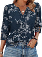 WIHOLL 3/4 Length Sleeve Womens Tops with Button Cuffs Dressy Casual V Neck Summer Outfits Early Fall Fashion Spring Clothes