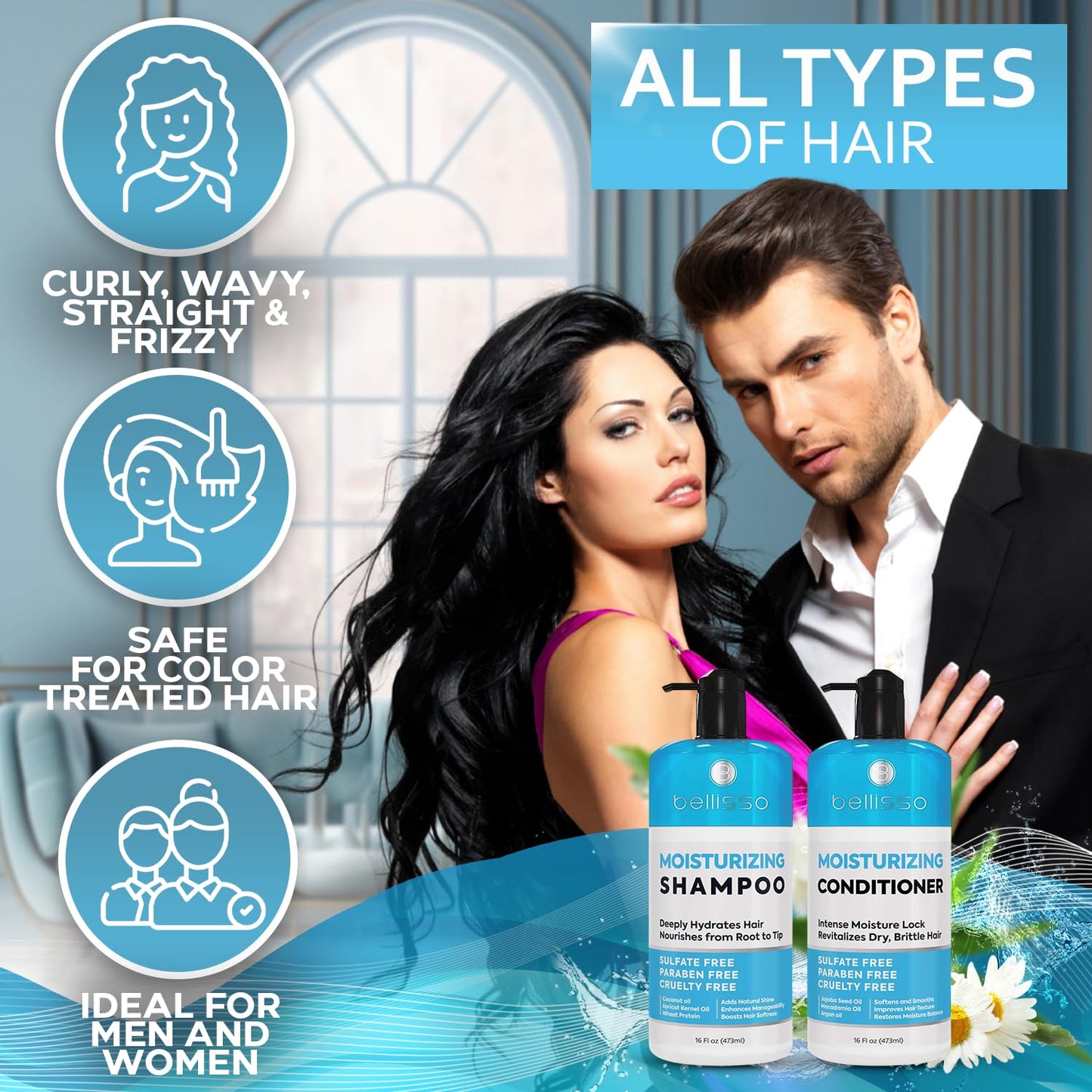 Caffeine Shampoo and Conditioner Set - Volumizing Products for Women and Men - Thickening, Volume Boosting Formula for Thinning and Fine Hair - Sulfate Free, No Parabens - Hydrating, Salon Grade