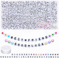 Looconi 810pcs Gold Letter Beads Square 6x6mm White Cube Acrylic Alphabet A-Z with Heart Pattern and Crystal Line for Jewelry Making