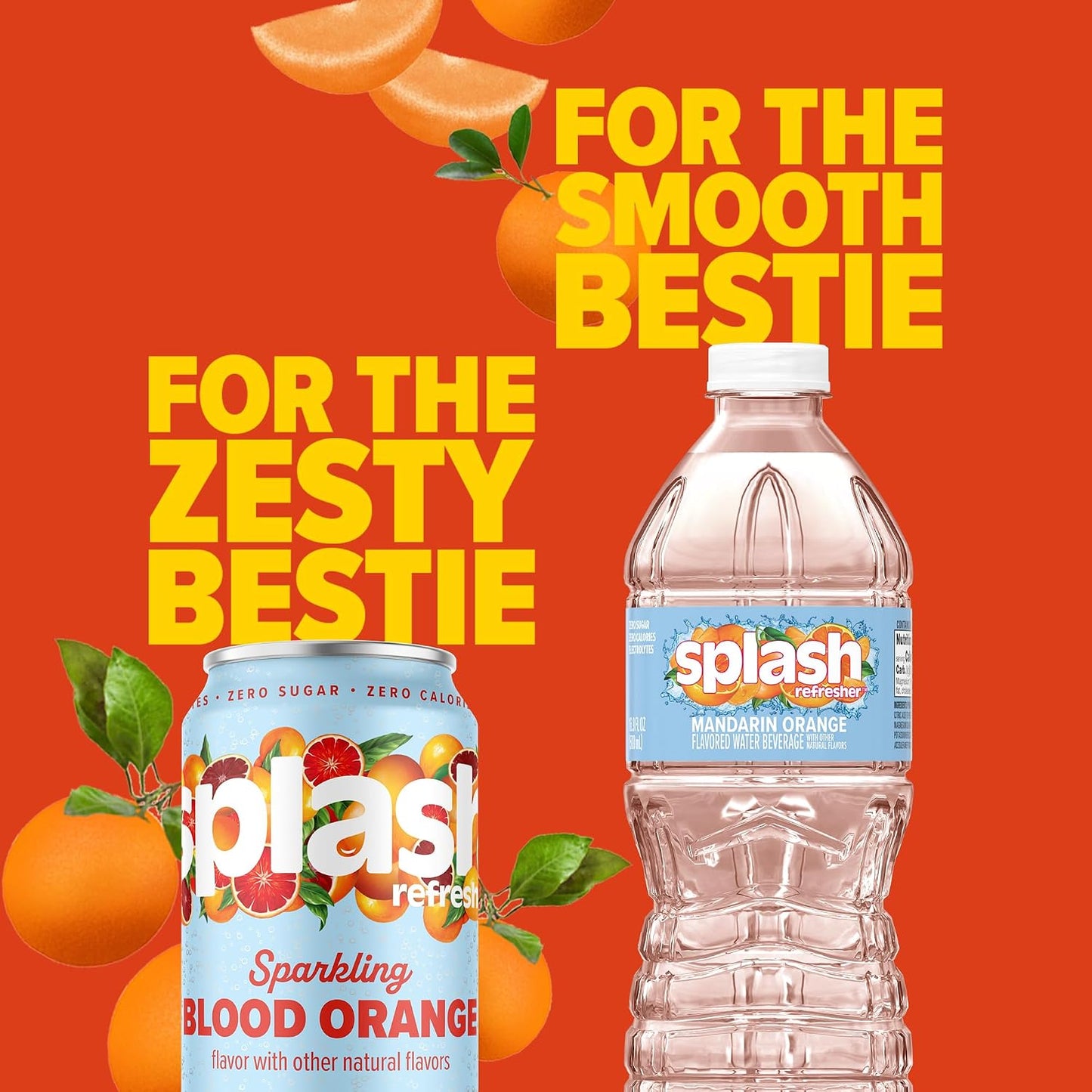 SPLASH REFRESHER Flavored Water Bottles, Mandarin Orange - 6 Pack
