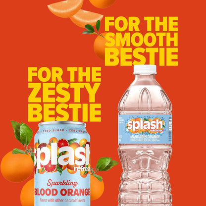 SPLASH REFRESHER Flavored Water Bottles, Mandarin Orange - 6 Pack