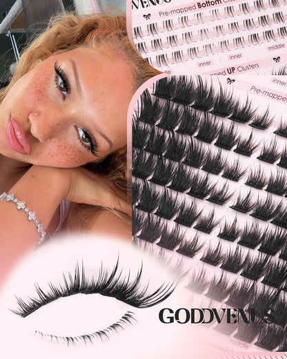 Goddvenus Pre-made Spikes Lash Clusters Wispy Manga Eyelash Clusters