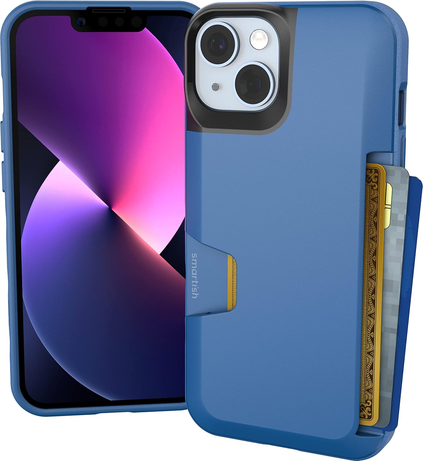 Smartish® iPhone 13 Wallet Case - Wallet Slayer Vol. 1 [Slim + Protective] Credit Card Holder - Drop Tested Hidden Credit Card Slot Cover for Apple iPhone 13 - Black Tie Affair