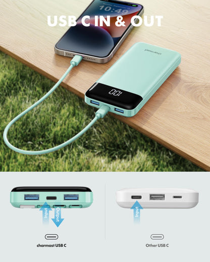 charmast Power Bank Portable Charger with Reinforced Built-in 4 Cables
