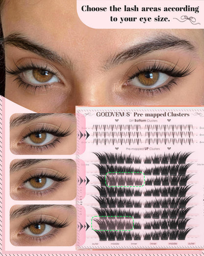 Goddvenus Pre-made Spikes Lash Clusters Wispy Manga Eyelash Clusters