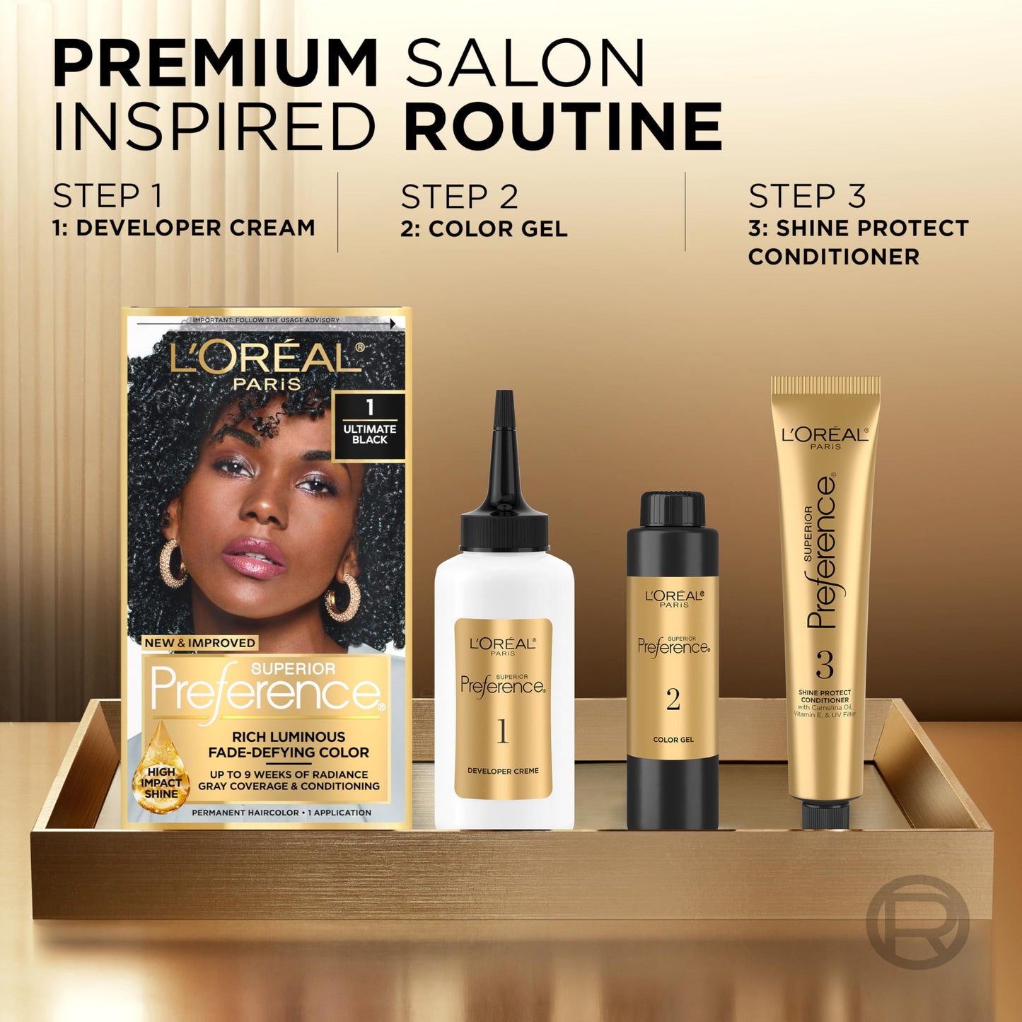 L'Oreal Paris Superior Preference Luminous Fade-Defying Permanent Hair Color, Hair Dye For Up to 9 Weeks of Radiance, Medium Brown 5, 1 Hair Dye Kit