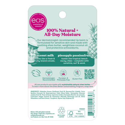 eos 100% Natural Lip Balm - Strawberry Sorbet and Pomegranate Raspberry, All-Day Moisture, Lip Care Products, 0.14 oz, 2-Pack