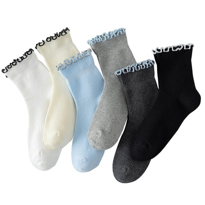 Hstyle 6 Pairs of Ruffle Socks Women, Cute Ruffle Ankle Socks