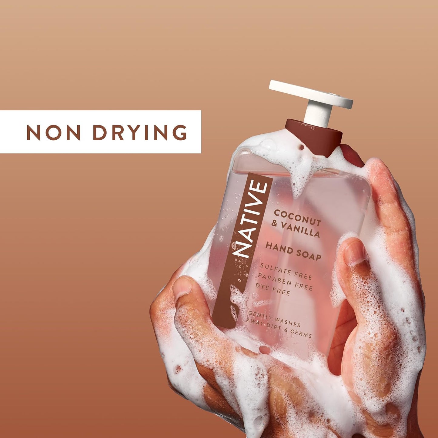 Native Liquid Hand Soap, Toasted Vanilla & Honey Scent, Non-Drying Formula for Soft, Smooth Hands, Made with Plant-Based Cleansers, Sulfate & Paraben Free, 13 oz Bottle