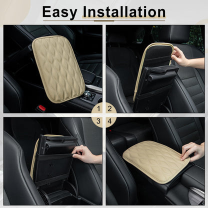 Amiss Car Center Console Cover, Upgraded Leather Car Armrest Cushion with 2 Storage Pockets, Universal Waterproof Cushion Pad, Non-Slip Car Interior Accessories, Fits Most Sedans SUVs Trucks (Black)