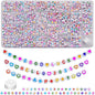 Looconi 810pcs Gold Letter Beads Square 6x6mm White Cube Acrylic Alphabet A-Z with Heart Pattern and Crystal Line for Jewelry Making