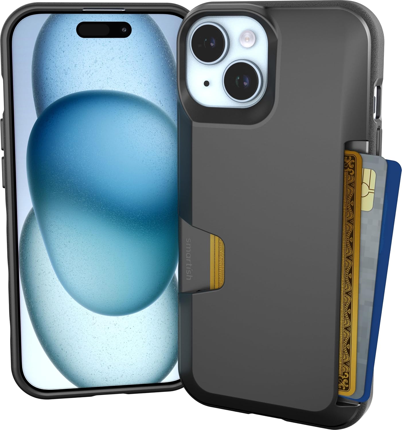 Smartish® iPhone 13 Wallet Case - Wallet Slayer Vol. 1 [Slim + Protective] Credit Card Holder - Drop Tested Hidden Credit Card Slot Cover for Apple iPhone 13 - Black Tie Affair