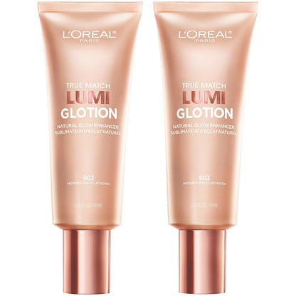 L'Oreal Paris Makeup True Match Lumi Glotion, Natural Glow Enhancer, Illuminator Highlighter, Bronzing Drops For a Sun-Kissed Glow, 903 Medium