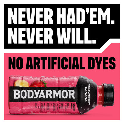BODYARMOR Sports Drink, Strawberry Banana, Electrolyte Drink Hydration, 12 Fl Oz Bottles (8 Pack), Flavored Coconut Water with B Vitamins & Antioxidants