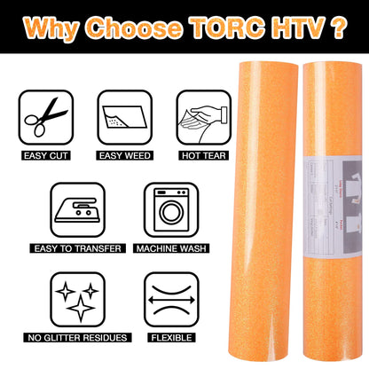 TORC Blush Glitter HTV Heat Transfer Vinyl Roll 12 inch x 5 ft Iron on Vinyl for T Shirts Crafts