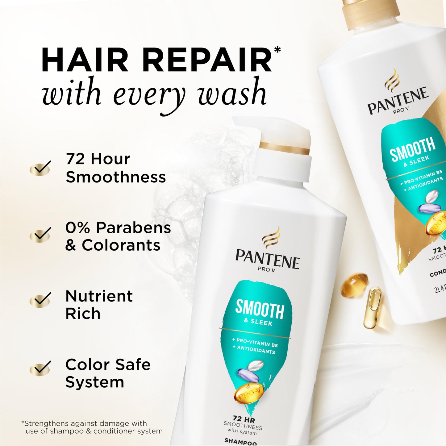 Pantene Shampoo & Conditioner Set, Daily Moisture Renewal - Pro-V Nutrients for Dry, Color-Treated, Straight to Curly Hair, 72-Hour Hydration & Softness, 52.8 Oz Total + Miracle Rescue Shot (0.5 Oz)