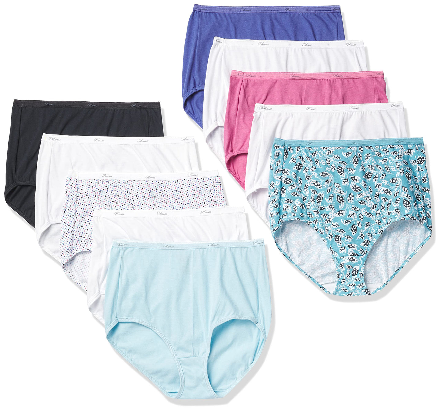 Hanes Women's Underwear Pack, 10-Pack, Full-Coverage Cotton Blend Panties, Moisture-Wicking Underwear for Women