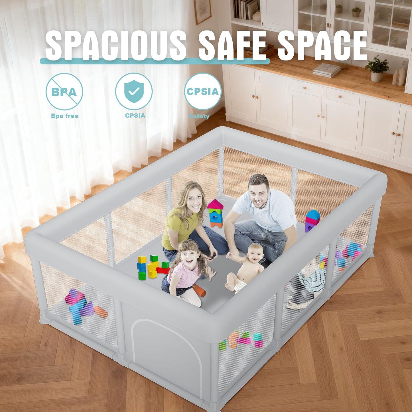 Hiaksedt Baby Playpen 50x50 Inch, Play Pens for Babies and Toddlers