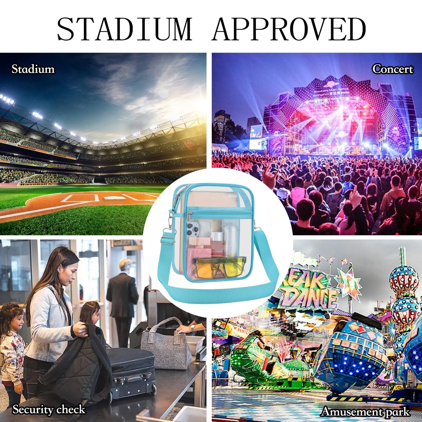 USPECLARE Clear Purse for Stadium Events Transparent Messenger Bag