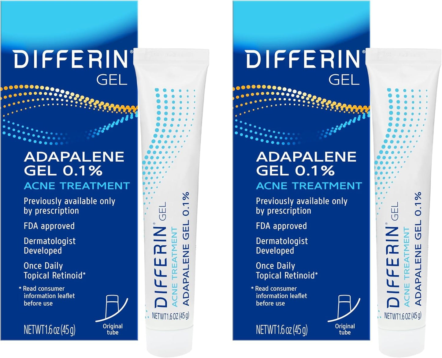 Differin Acne Retinoid Treatment Gel, 0.1% Adapalene, 45g Pump