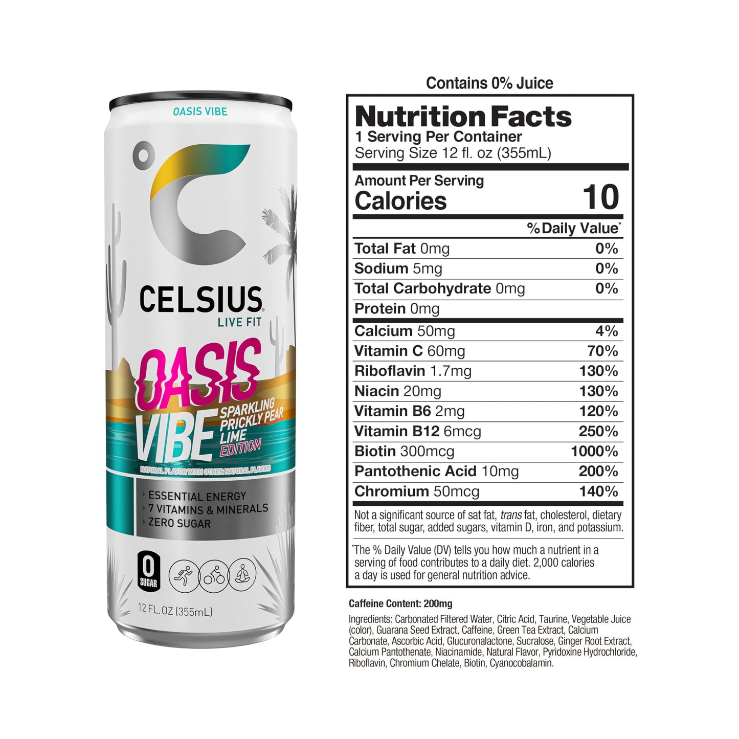 CELSIUS Sparkling Tropical Vibe, Functional Essential Energy Drink 12 Fl Oz (Pack of 12)