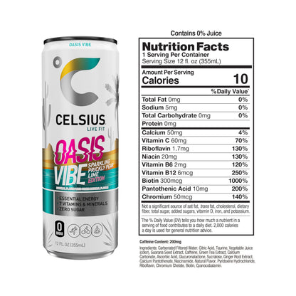 CELSIUS Sparkling Tropical Vibe, Functional Essential Energy Drink 12 Fl Oz (Pack of 12)