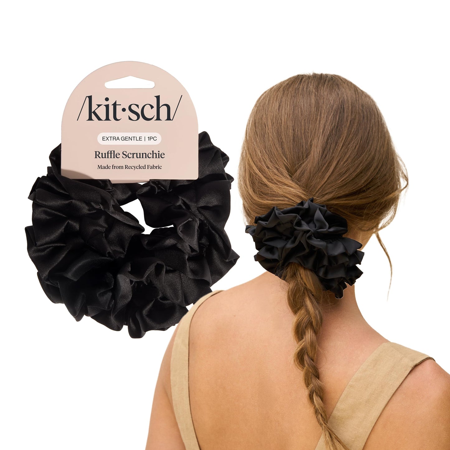 Kitsch Ultra-Petite Satin Scrunchies for Women - Eucalyptus, 6pcs