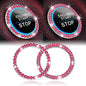 LivTee 2 PCS Crystal Double Rhinestone Car Engine Start Stop Decoration Ring, Bling Car Interior Accessories for Women, Push to Start Button Cover Sticker, Automotive Decals, Light Green