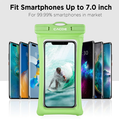 CACOE Floatable Waterproof Phone Pouch 2 Pack Up to 7.0",White+Blue