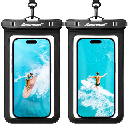 Hiearcool Waterproof Phone Pouch, Waterproof Phone Case, Black&Green 2-Pack