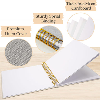 12"x12" Scrapbook Photo Album Linen Cover 40 Sheets 80 Pages White Paper