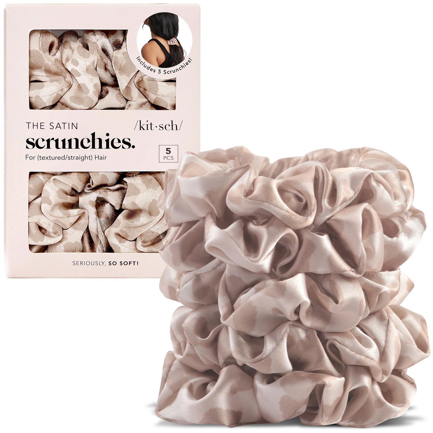 Kitsch Ultra-Petite Satin Scrunchies for Women - Eucalyptus, 6pcs