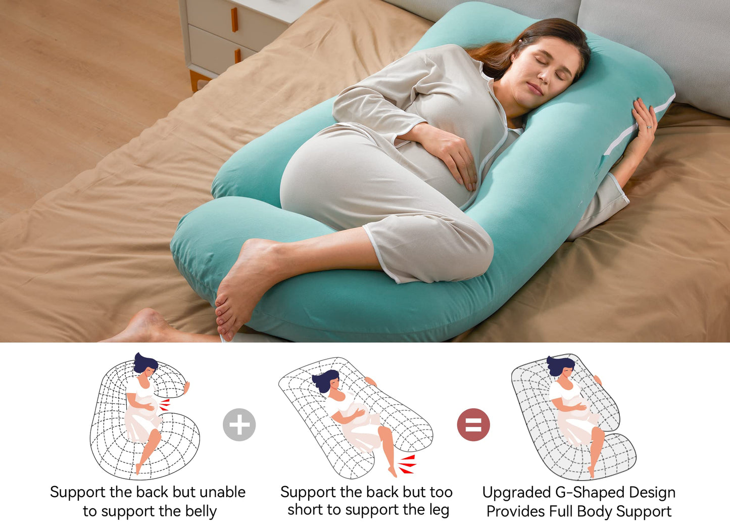 Momcozy Pregnancy Pillow for Sleeping - U Shaped Full Body Maternity Pillow