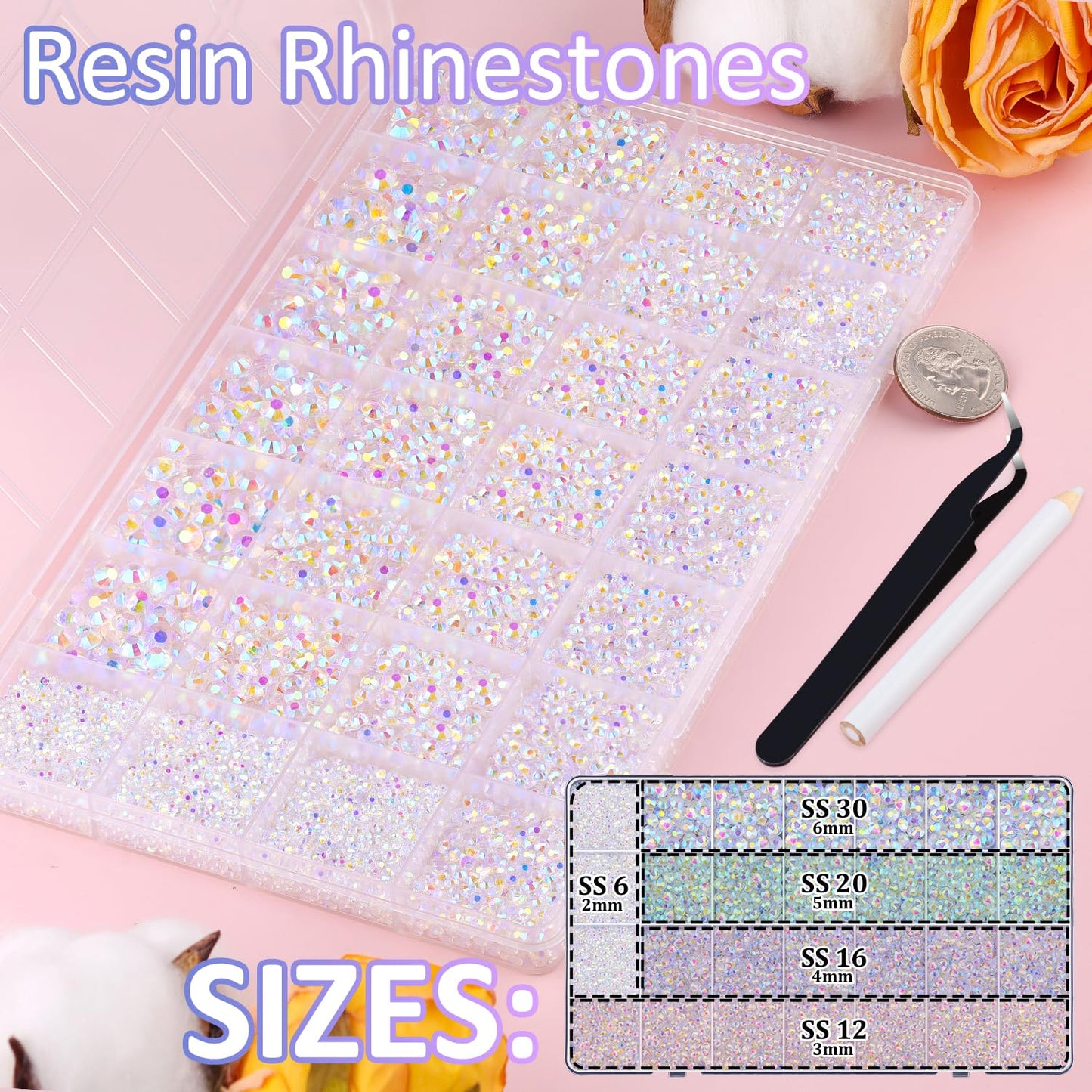Rainbow Flatback Rhinestones for Crafting and 3PCS B7000 Glue (Set 1), 2 Boxes of 4500 PCS Resin Rhinestones Gems Charms for Bedazzling DIY Crafts Tumblers Shoes Fabric Clothing Nail Art
