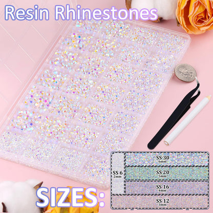 Rainbow Flatback Rhinestones for Crafting and 3PCS B7000 Glue (Set 1), 2 Boxes of 4500 PCS Resin Rhinestones Gems Charms for Bedazzling DIY Crafts Tumblers Shoes Fabric Clothing Nail Art
