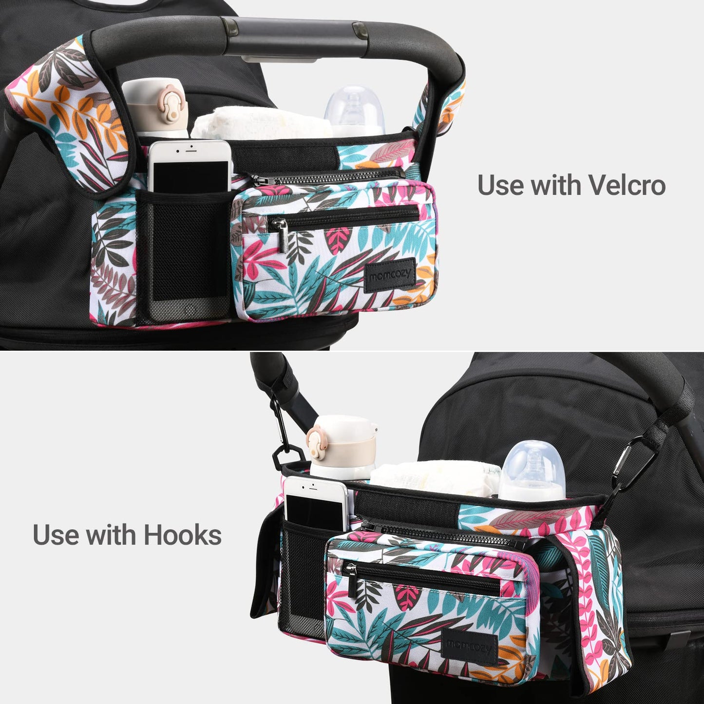 Momcozy Universal Stroller Organizer with Insulated Cup Holder