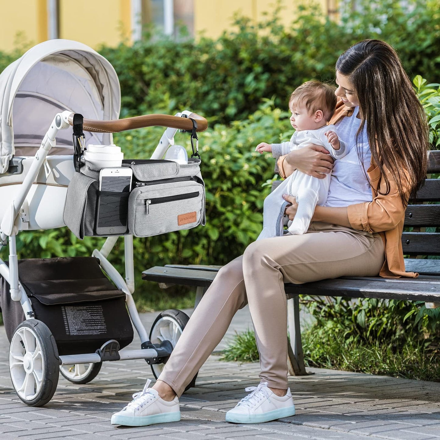 Momcozy Universal Stroller Organizer with Insulated Cup Holder