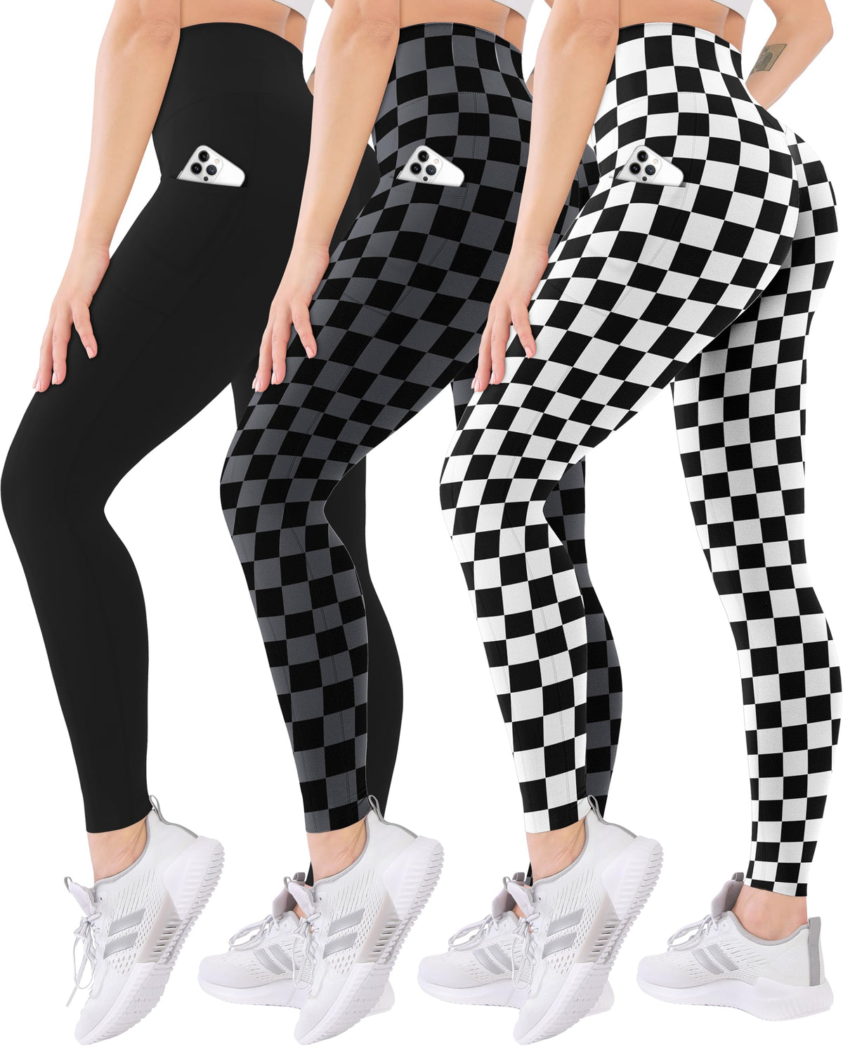 Blisset 3 Pack High Waisted Leggings for Women with Pockets Soft Active Compression Pants for Yoga Running & Daily Wear