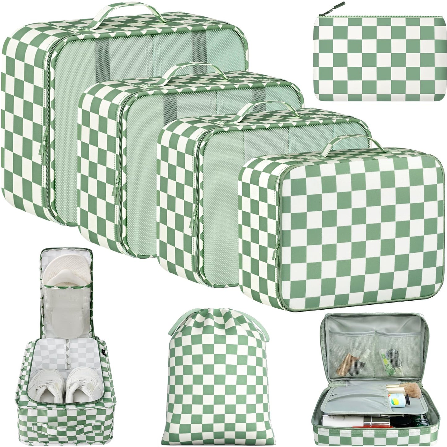 BAGAIL 8 Set Packing Cubes Luggage Packing Organizers for Travel Accessories-Cream