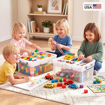 Citylife 6Qt 4Packs Clear Craft Organizers and Storage BOX, Sensory Bins