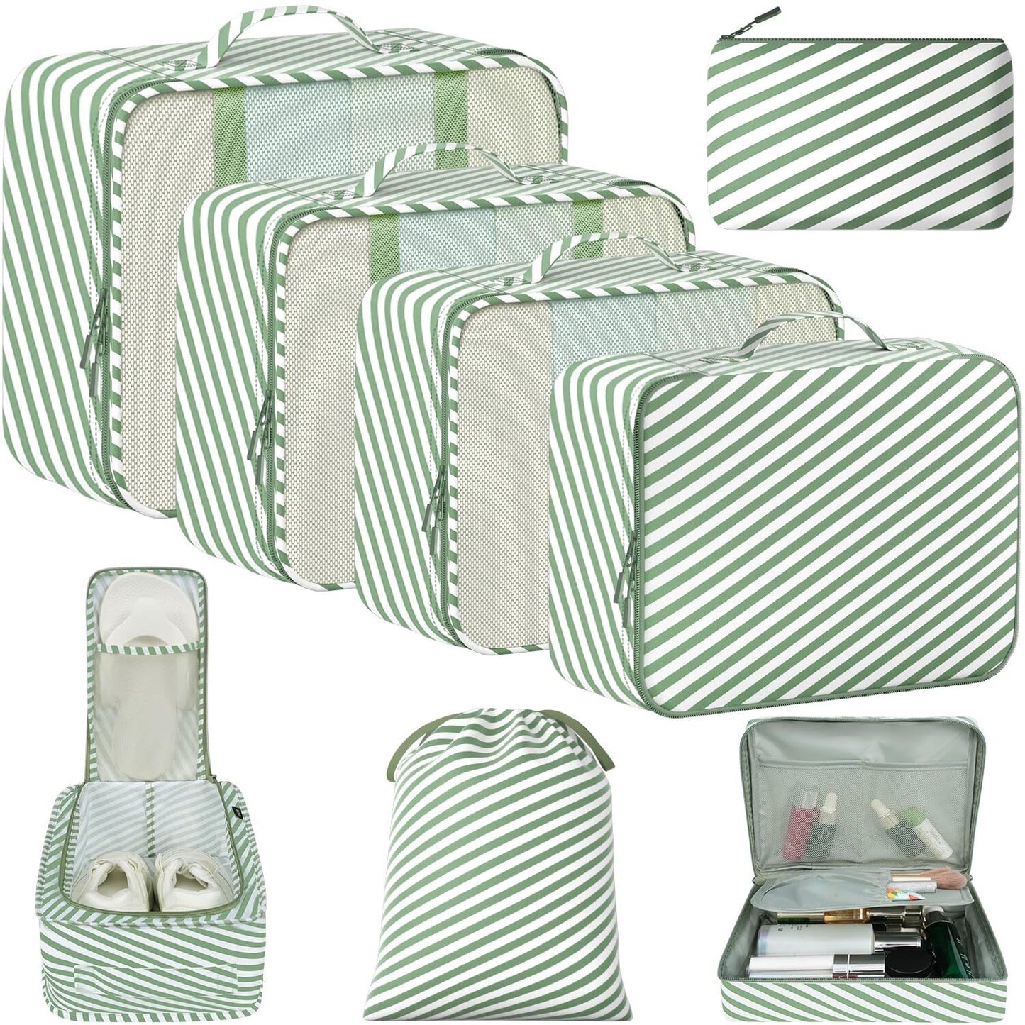 BAGAIL 8 Set Packing Cubes Luggage Packing Organizers for Travel Accessories-Cream