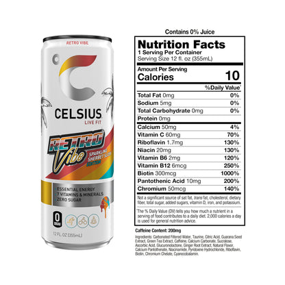 CELSIUS Sparkling Tropical Vibe, Functional Essential Energy Drink 12 Fl Oz (Pack of 12)