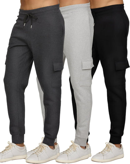 PURE CHAMP Sweatpants for Men 3 Pack Fleece Athletic Workout Joggers Mens Sweatpants with Zipper Pockets Size S-3XL