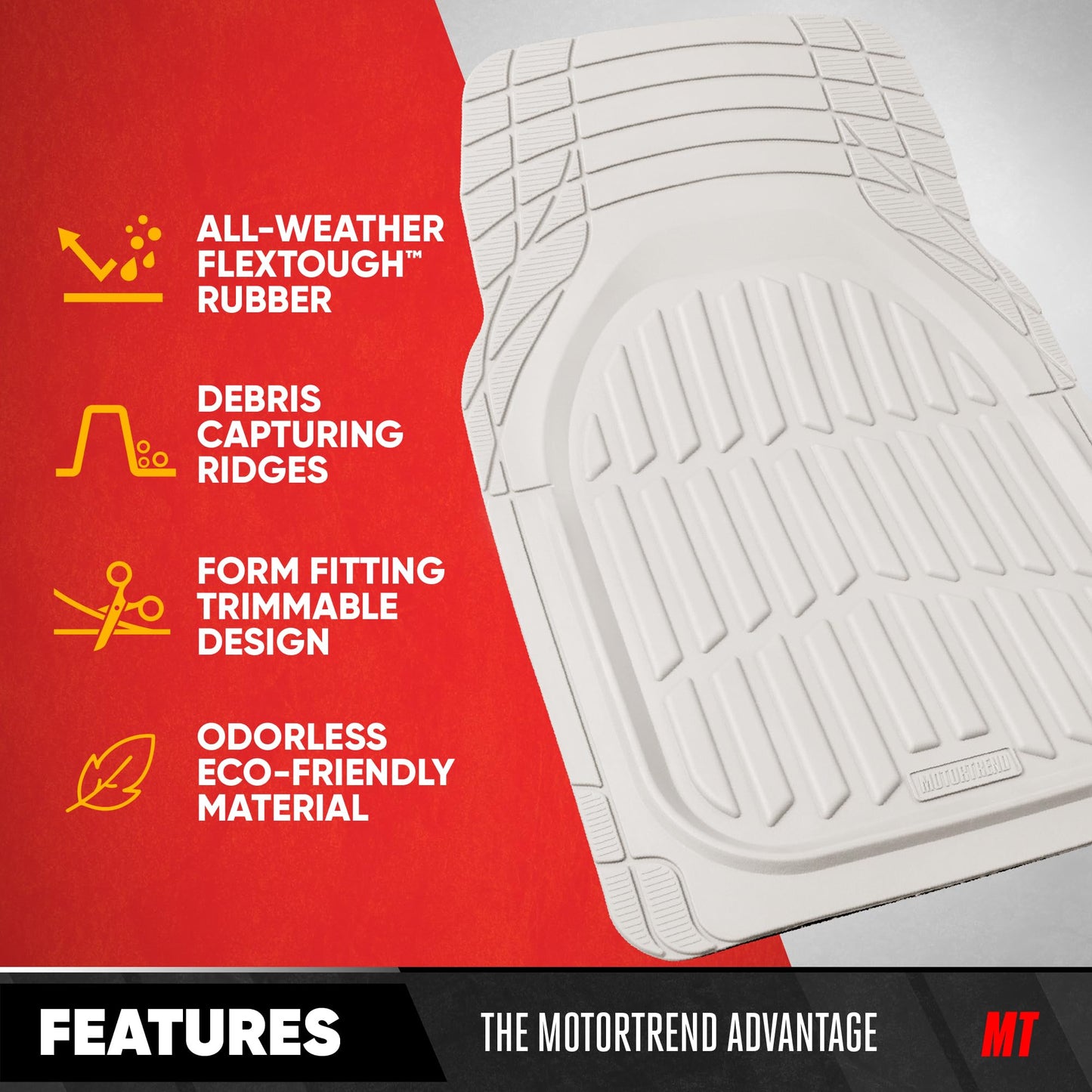 Motor Trend -2 Piece Front Car Floor Mats- Black FlexTough Contour Liners-Deep Dish Heavy Duty Rubber Floor Mats for Car SUV Truck & Van-All Weather Protection, Universal Trim to Fit