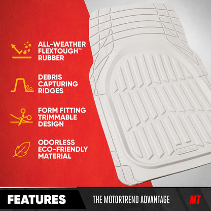 Motor Trend -2 Piece Front Car Floor Mats- Black FlexTough Contour Liners-Deep Dish Heavy Duty Rubber Floor Mats for Car SUV Truck & Van-All Weather Protection, Universal Trim to Fit