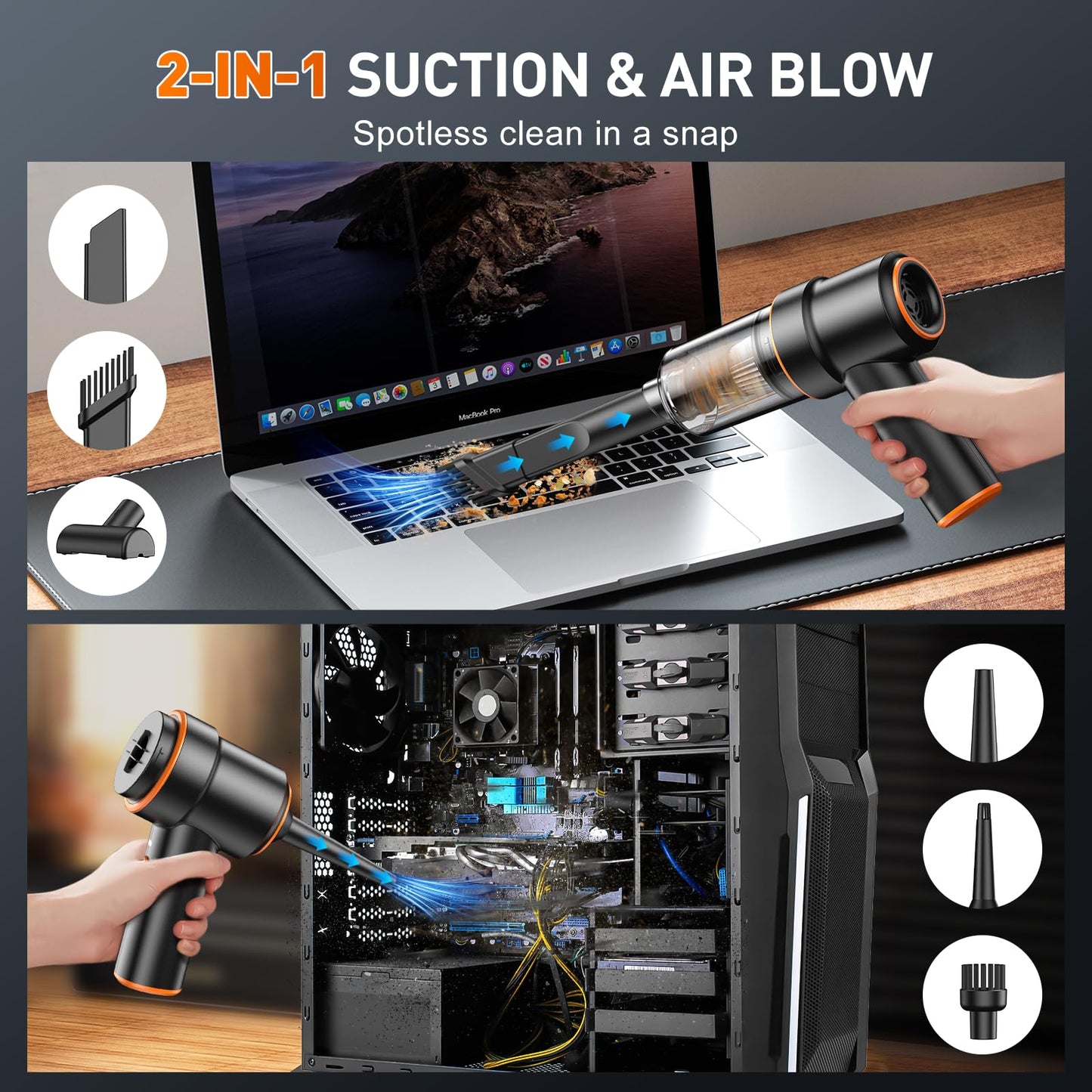 KMM Handheld Car Vacuum Cleaner, Hand Held Vacuum Cleaner and Air Duster