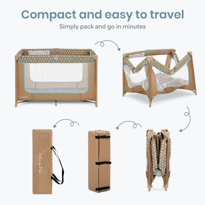 Dream On Me Zodiak Portable Playard, Compact for Travel, Carry Bag, Gray & Pink