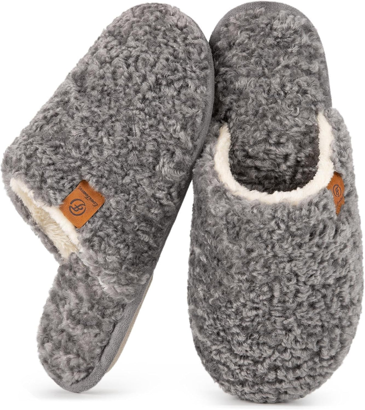 EverFoams Women's Fuzzy Slippers Warm Cozy Memory Foam Indoor House Shoes