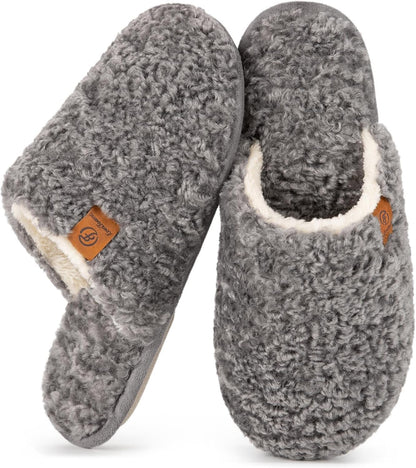 EverFoams Women's Fuzzy Slippers Warm Cozy Memory Foam Indoor House Shoes